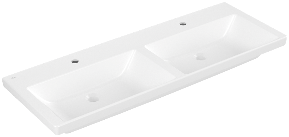 Villeroy & Boch Subway 3.0 Schrank-Doppelwaschtisch, 1300 x 470 x 165 mm, Stone White CeramicPlus, o 4A71D1RW Image