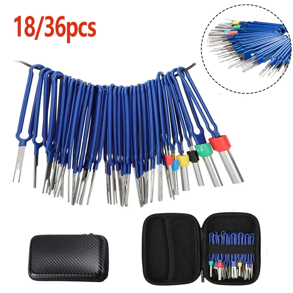 18/36Pcs Auto Terminal Entfernung Pin Extractor Kit Elektrische Verdrahtung Crimp Stecker Auto Reparatur Werkzeug Stecker Puller Removal Tool Image