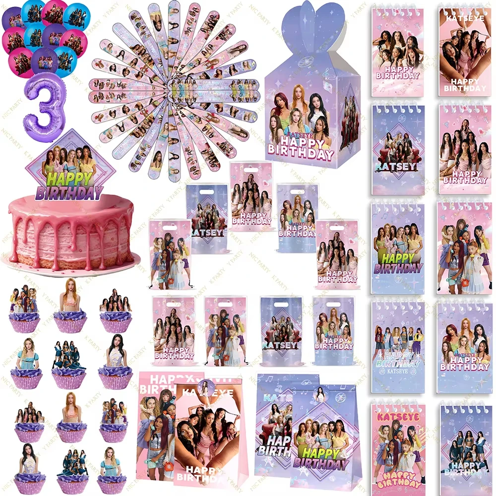 Katseye Geburtstags-Ballon-Schlüsselanhänger K-Pop Mädchen Fans Party-Zubehör Tortendekoration Klatscharmband Geschenktüte Süßigkeitenbox Babyparty Image