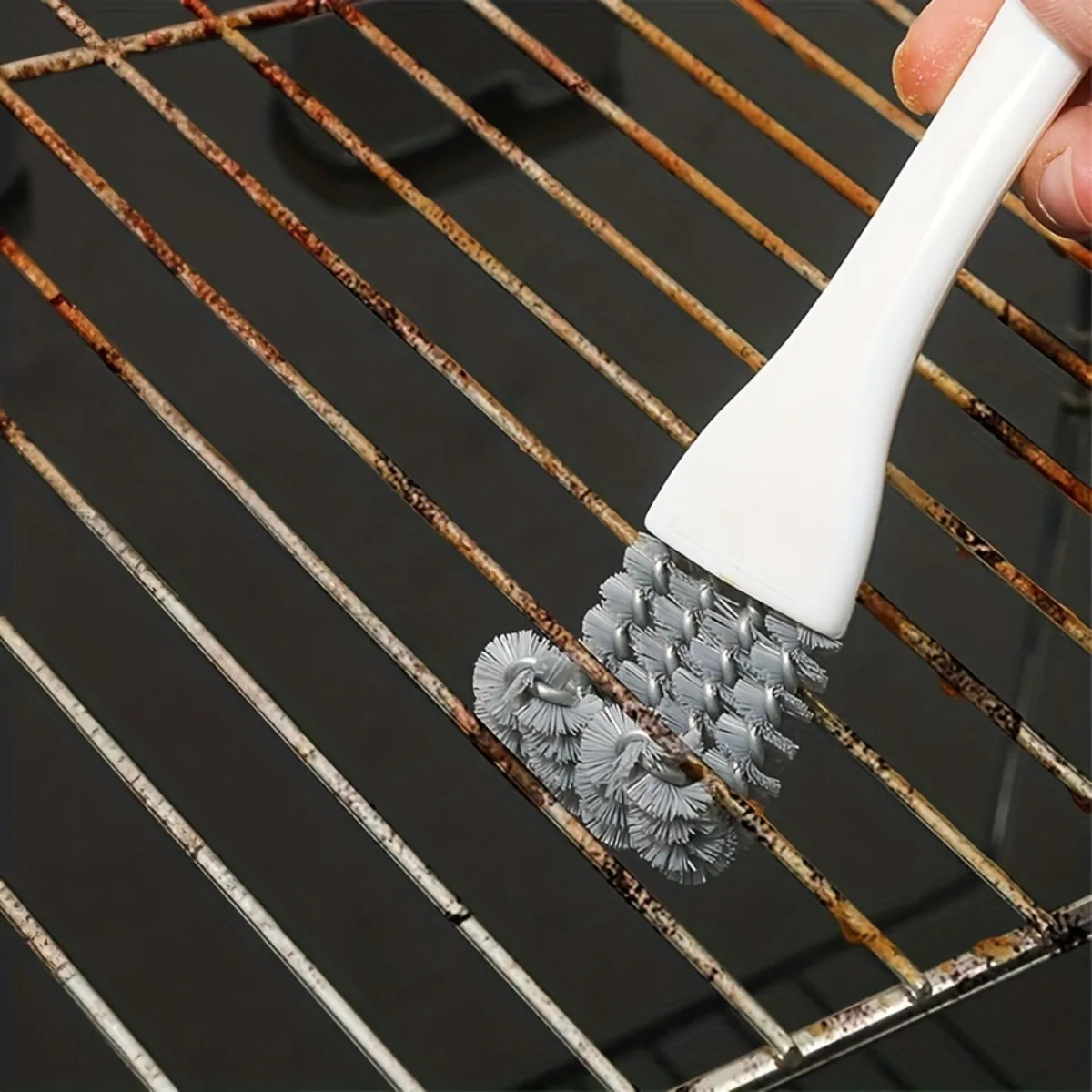 1pc BBQ Grill Grill Reinigung Pinsel Schaber Multifunktionale Grill Net Ofen Backblech Küche Gadget V-förmigen Haken Pinsel Image