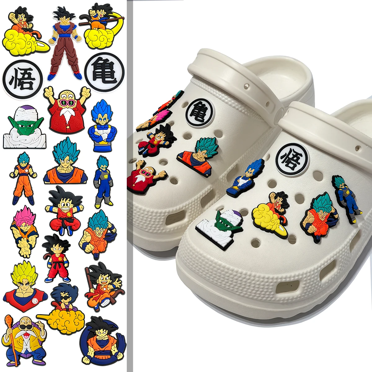 12/20 Stück Dragon Ball Schuh-Charms Anime Son Goku Piccolo Schuhschnallen DIY-Dekorationen für Clogs Geburtstagsparty-Geschenk