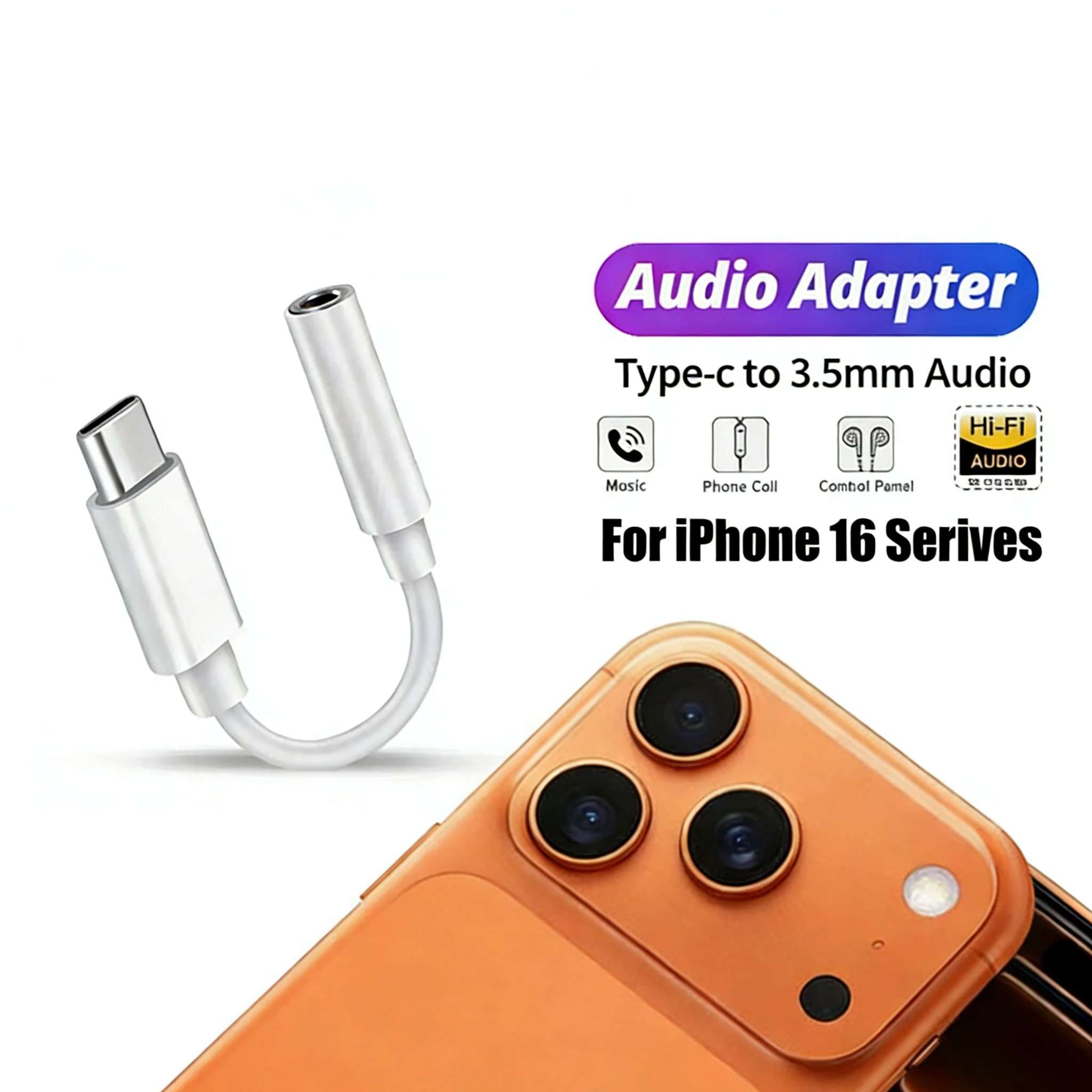 USB-C auf 3,5-mm-Klinkenadapter USB-C 3,5-mm-Audiokabel-Konverter für iPhone 17 16 Pro MAX Samsung Galaxy Huawei Xiaomi Image
