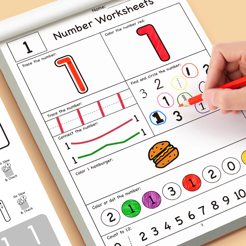 Spaßiges Digitales Interaktives Sieben-Zahlen-Spiel 32 Seiten Zahlen-Malbuch Übungsbuch zum Malen Stiftkontrolle Übungsheft zum Zeichnen Image