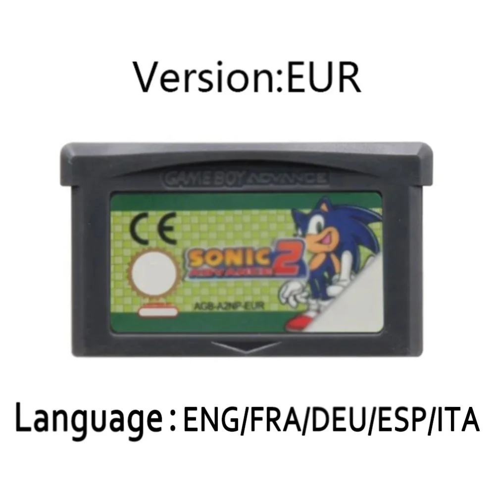 GBA-Serie 32-Bit-Videospiel-Cartridge-Konsolenkarte Sonic Advance 1 2 3 The Hedgehog Genesis Mehrsprachig