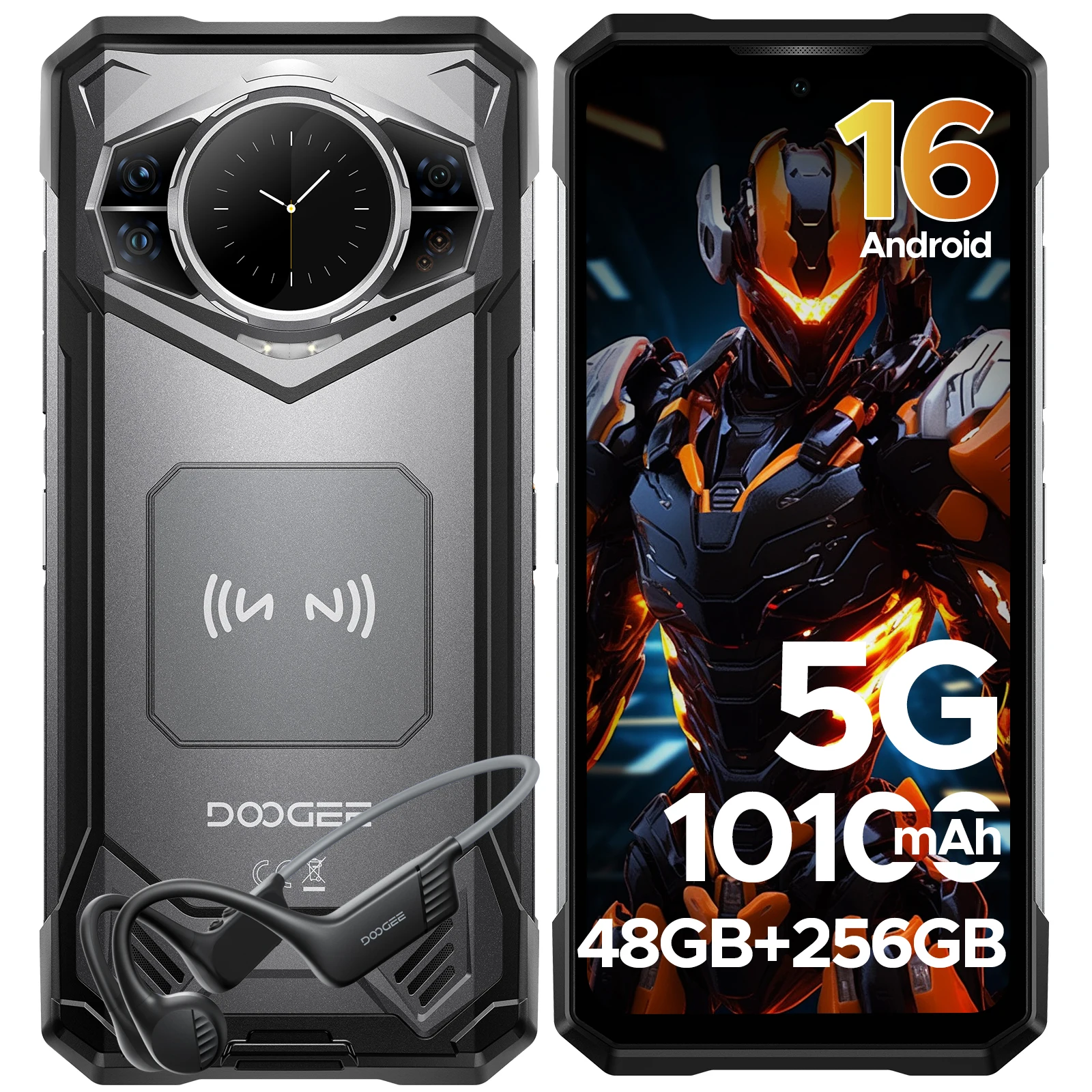 DOOGEE S200 5G Robustes Telefon Android 16 Gemini AI 48 GB 256 GB 6,72 Zoll 120 Hz Display 100 MP Kamera Abmessung 7050 10100 mAh Akku Image