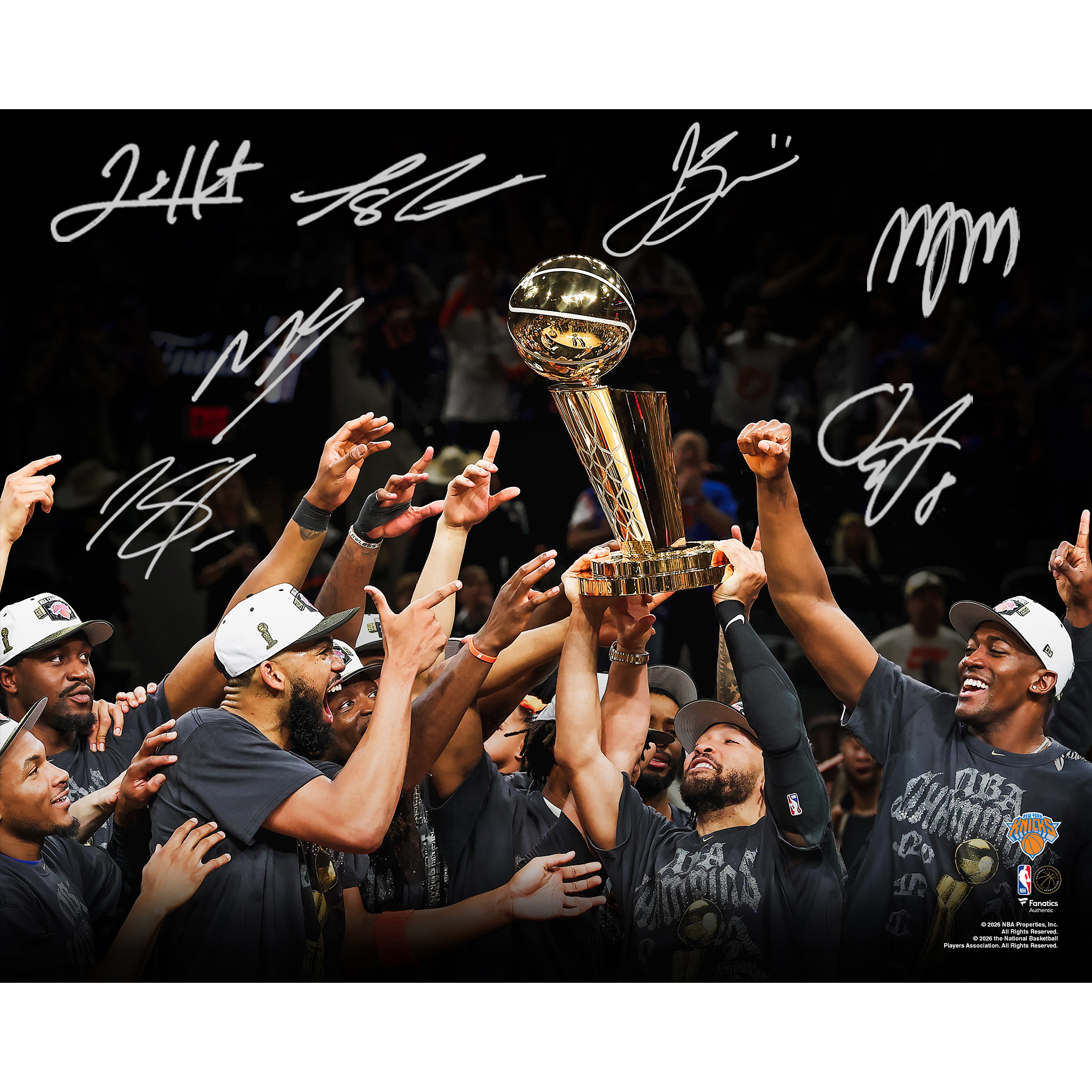 "Signiertes Teamfoto der New York Knicks zum NBA-Finalsieg 2026 (40 x 50 cm) mit mindestens 7 Unterschriften – Limitierte Auflage von 500 Stück" Image