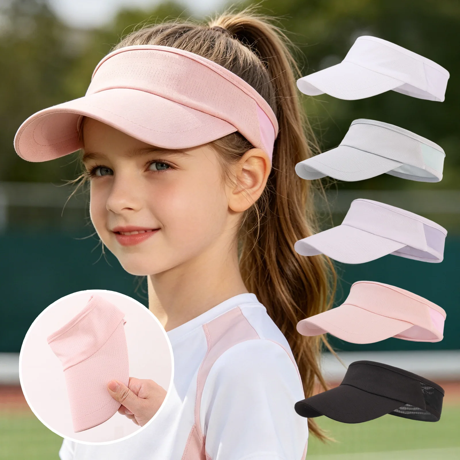 Neue 2026 Kinder Sommerhut für Mädchen Jungen Sport Kinder Visor Cap Faltbare Kinder Tennis Kappe Outdoor Kinder Sonnenhüte 2-8 Jahre Image