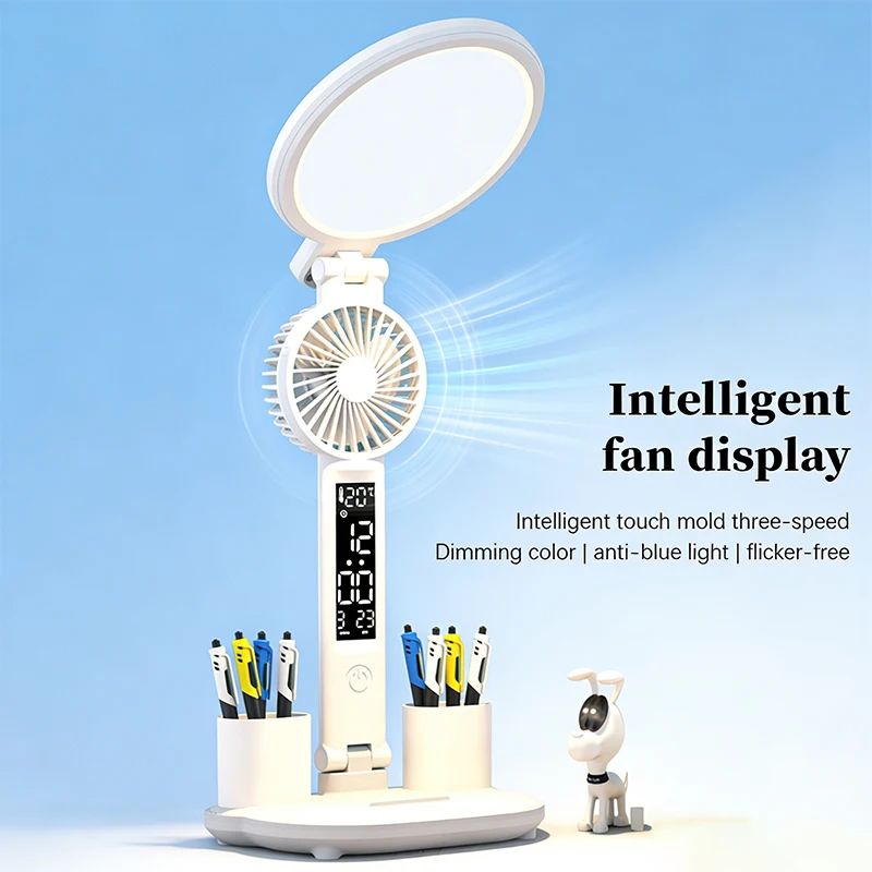 Lampes pour chambre à coucher, lampe de table avec horloge LED, lampe de bureau rechargeable par USB, lampe de bureau à intensité réglable, lampe de nuit pliable pour la protection des yeux,