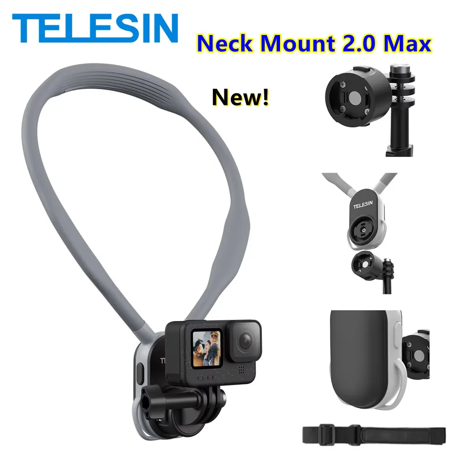 Telesin 2.0 MAX Nackenhalterung Magnetische Nackenhalterung Handyhalterung Halskette Trageband für GoPro/Insta360/DJI Motorradzubehör Image