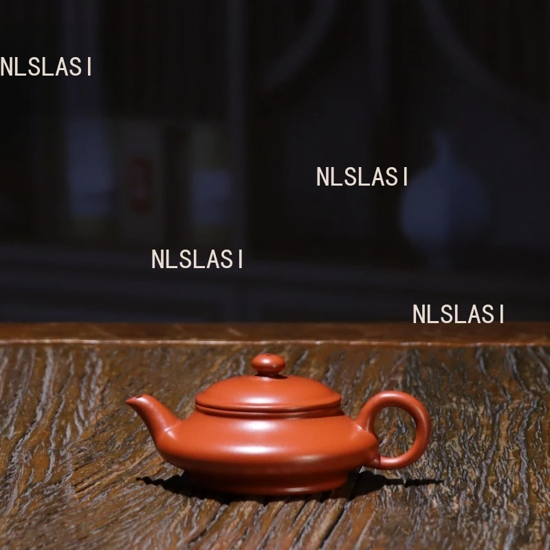 120ml Chaozhou Flat Fortune Pot Household Vermilion Clay Teapot Half Handmade Kung Fu Tea Pot Small Capacity Chinese Tea Set