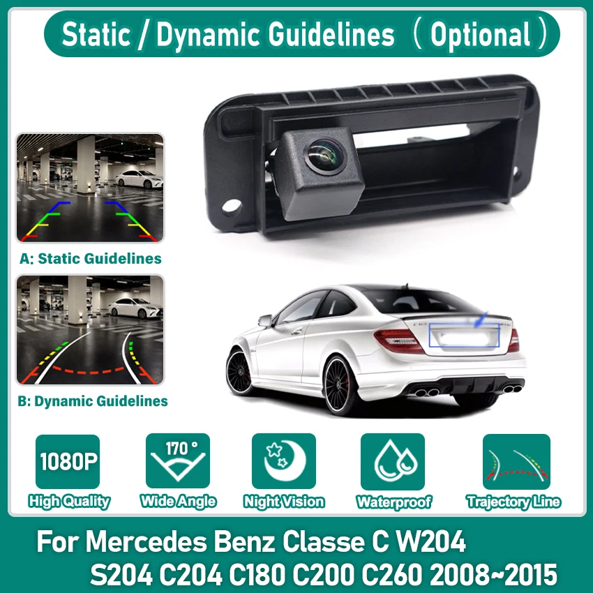HD Fisheye Hinten Kamera Für Mercedes Benz classe C W204 S204 C204 C180 C200 C260 2008 ~ 2015 Stamm Griff parkplatz Rückfahr Kamera Image