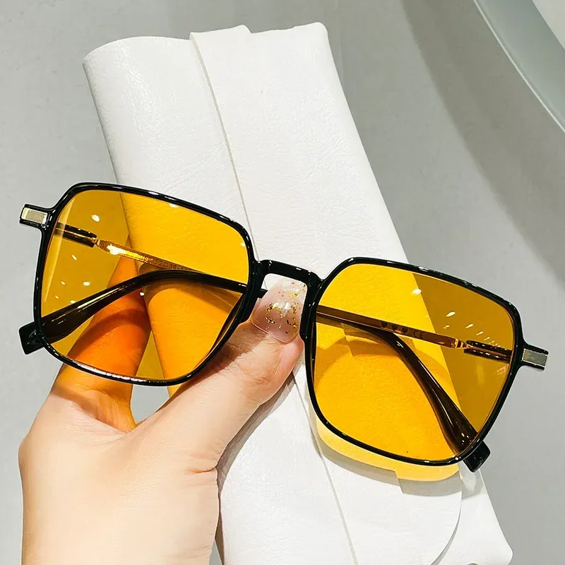 Vintage Farbverlauf Mode Sonnenbrillen Damen Herren Retro Quadratischer Großer Rahmen Brillen Weibliche Outdoor Reise UV400 Sonnenbrillen Image
