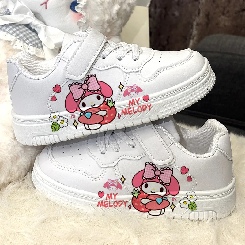 Anime My Melody Weiße Sneaker Kuromi Kinder Freizeitschuhe Hello Kitty Mädchen Weiße Schuhe Cartoon Laufschuhe Boardschuhe Geschenk