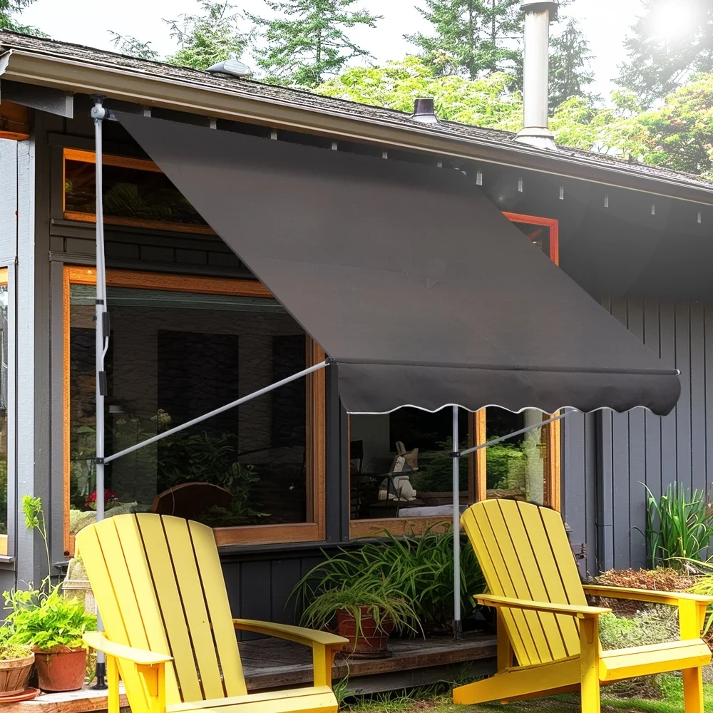 Höhenverstellbare Gelenkarm-Klemmmarkise, Aluminiummaterial, 200×150cm, grau, für Balkon und Terrasse. Image