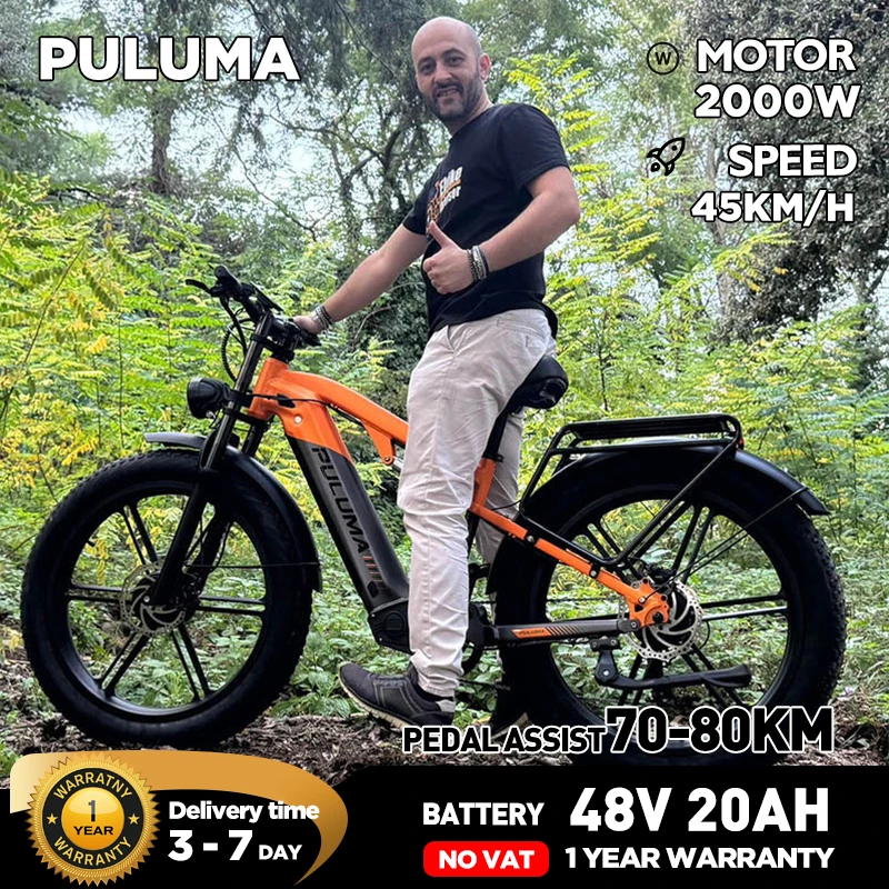 PULUMA PH003 Fat Tire Elektrofahrrad 2000W für Erwachsene mit Doppelmotor, 48V 20Ah herausnehmbarer Akku, 26 "* 4.0" Zoll Fat Tire, hydraulische Bremse und geländegängig Image