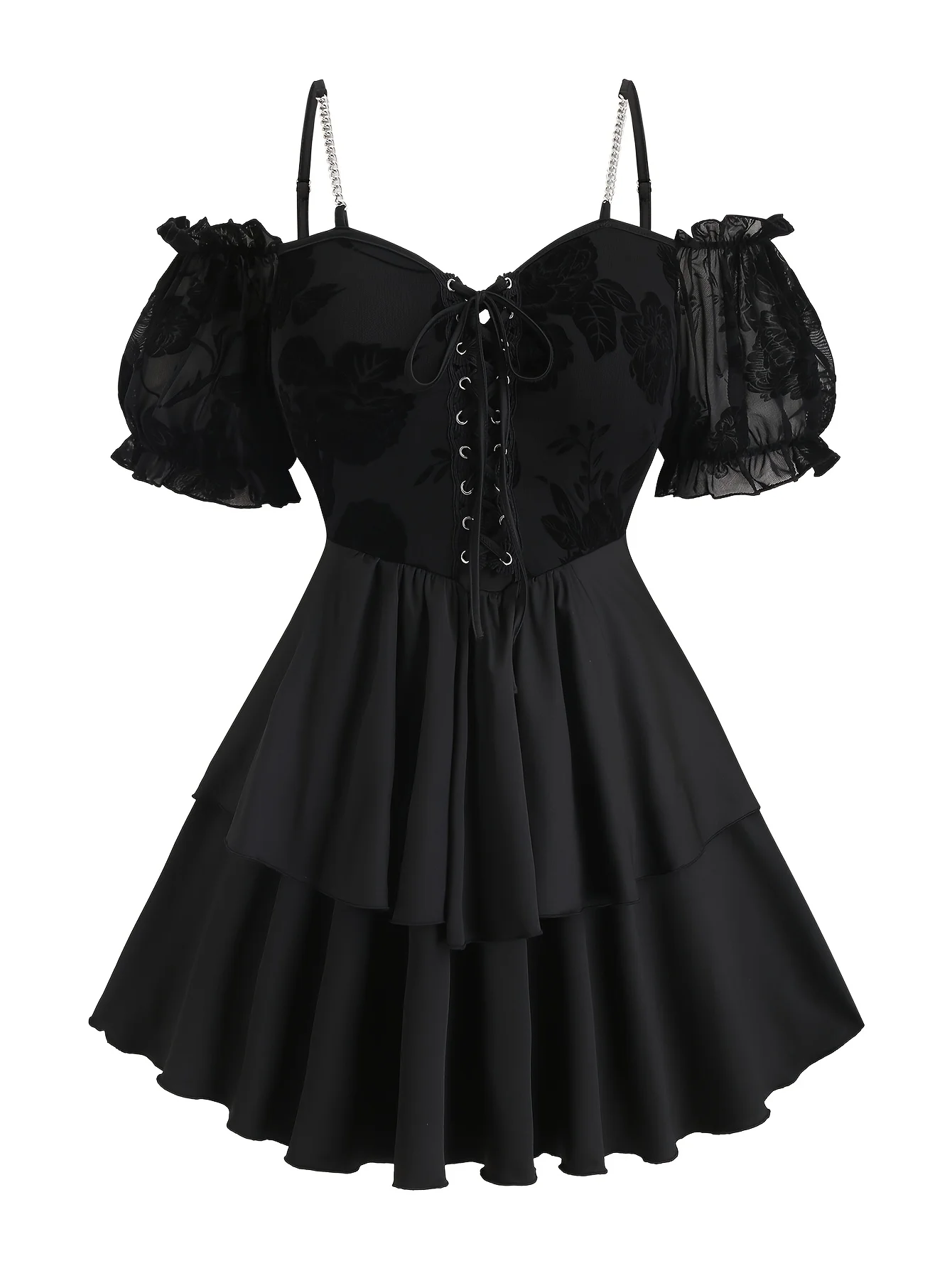 Damen-Kleid in großen Größen, One-Shoulder-Kleid mit Blumenmuster, Frühlings- und Sommerkleid im europäischen und amerikanischen Stil, lässige, elegante Damenbekleidung
