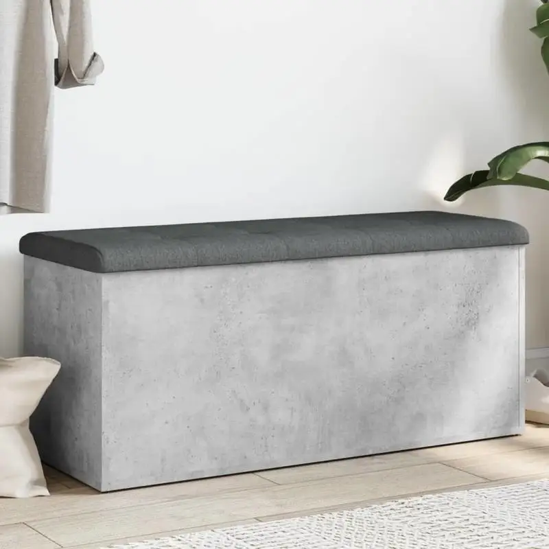 Sitzbank mit Stauraum Betongrau 102x42x45 cm Holzwerkstoff