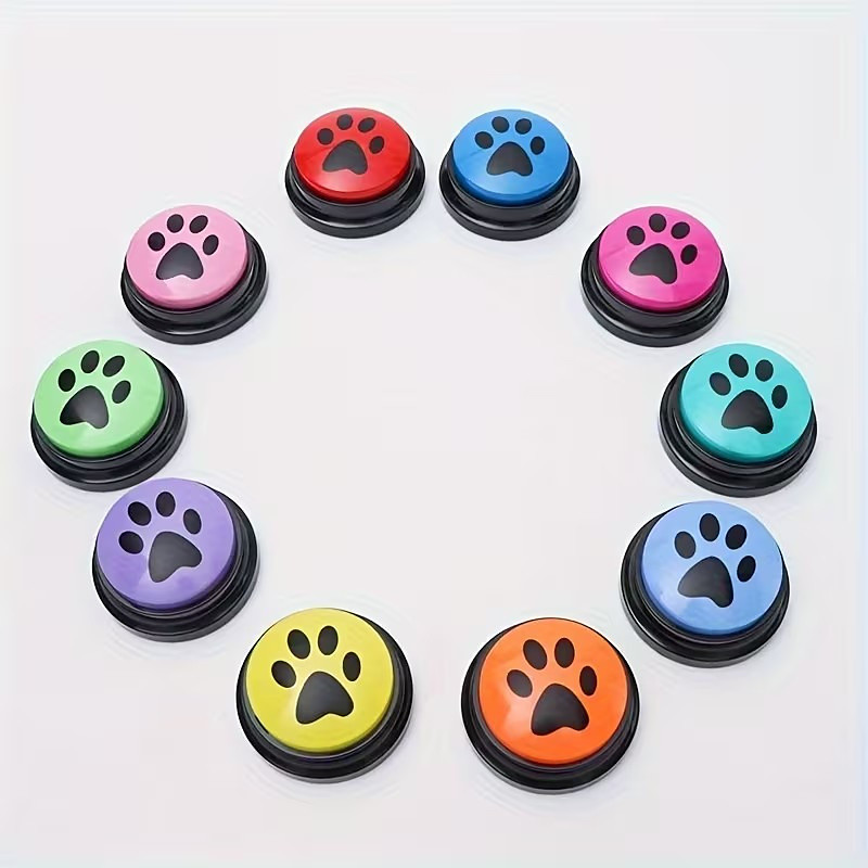 8/10pcs Dog Training Button Recordable Pet Communication Dog Toys Dog Talking Button Cute Claw Print Pattern Dog Accessories