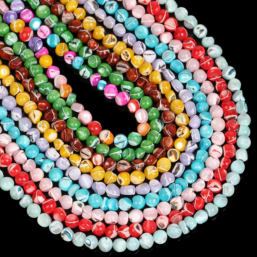 Natürliche MOP-Muschelperlen 7-8mm Mehrfarbige Runde Lose Abstandsperlen für Schmuckherstellung DIY Armbänder Ohrring-Zubehör Image