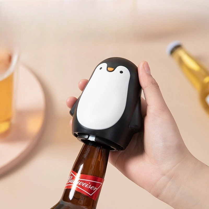2026 Neuer Pinguin Nahtloser Dosenöffner, Bieröffner, Automatischer Haushaltsflaschenöffner, Kreativer Flaschenverschlussöffner Image
