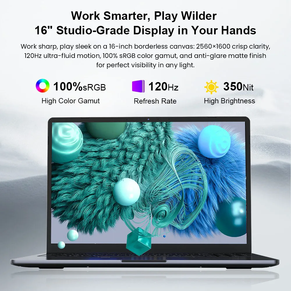 Ordinateur portable Ultrabook Ninkear A15 Pro 16 pouces, écran IPS 2.5K 120Hz, processeur AMD Ryzen 5 5500U, 16 Go de RAM DDR4, SSD 1 To, carte graphique AMD Radeon, Windows 11, ordinateur portable professionnel et étudiant, WiFi 6, Bluetooth 5.2,...