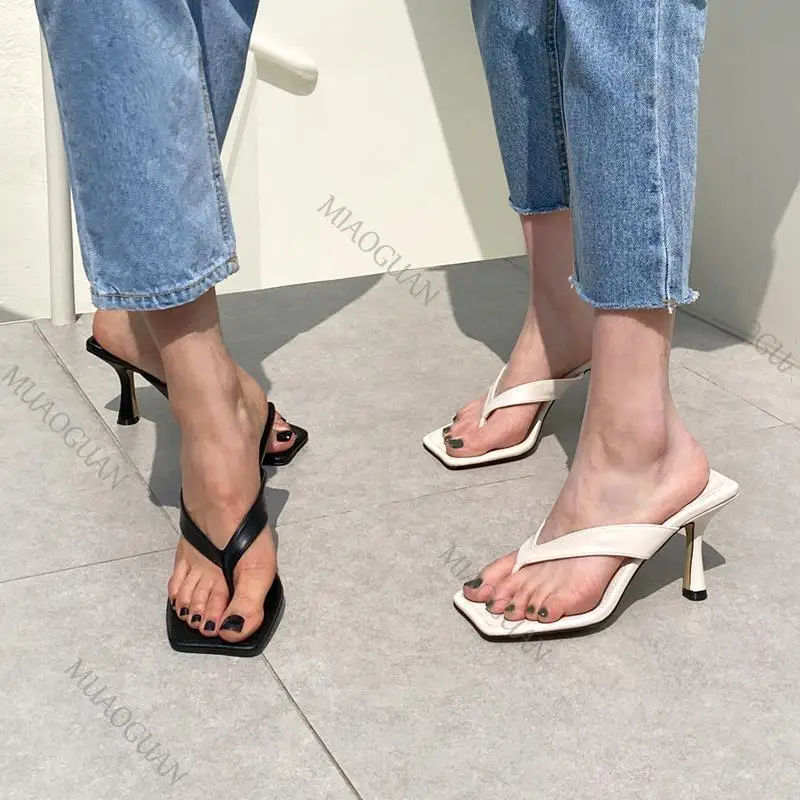 Sexy High Heels Hausschuhe Clip Toe Sandalen Mit Hohen Absätzen Frau Schuhe 2025, Sommer Elegante Flip-Flops Stilettos Ferse Solide Pumps Slipper