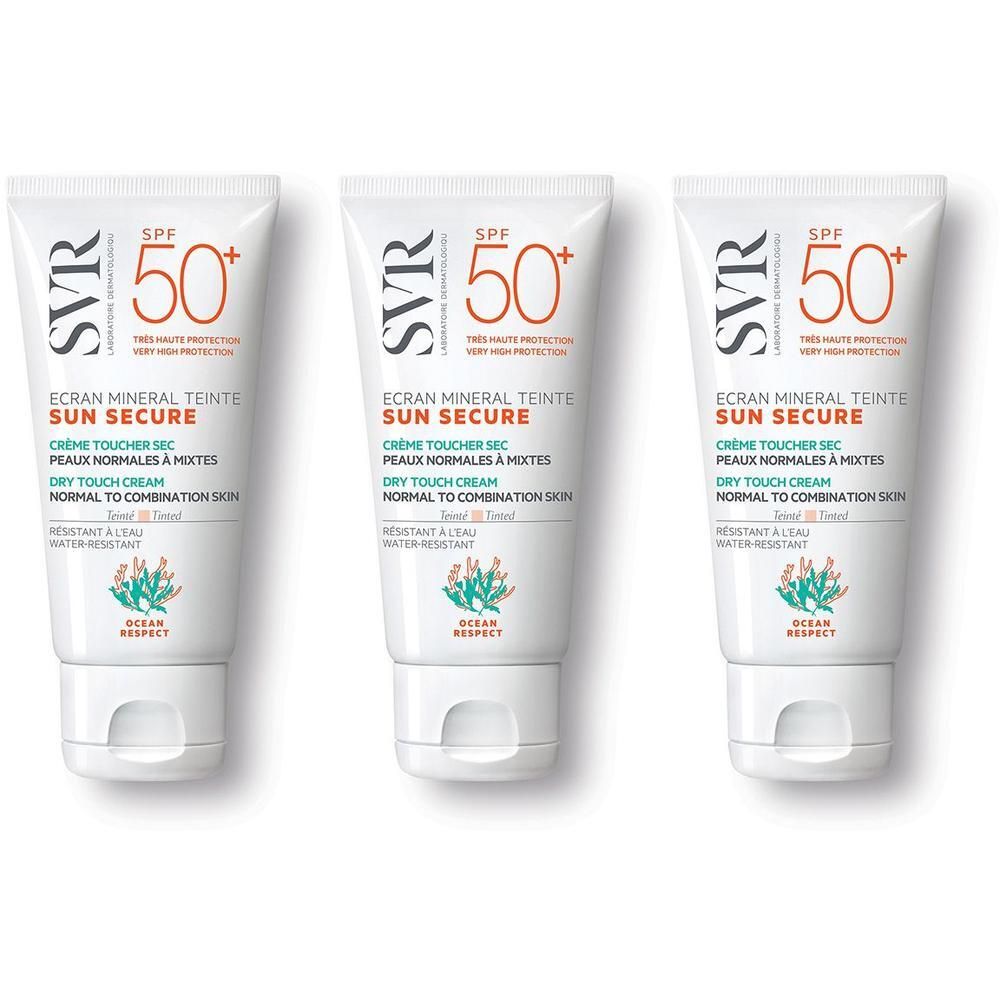 SVR Sun Secure Ecran Mineral Teintè Pelli Normali SPF50+ 3x50 ml Crema