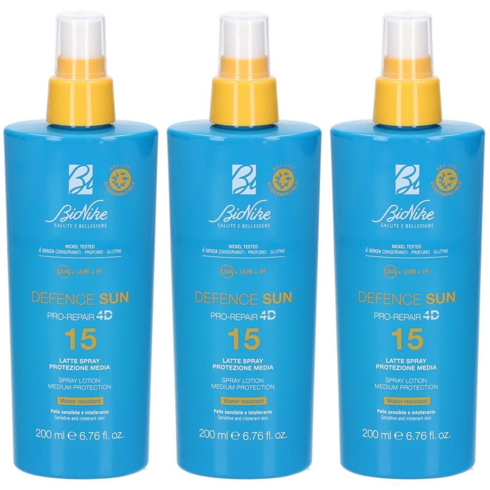 BioNike Defence Sun Pro-Repair 4D SPF 15 Latte Spray Protezione Media
