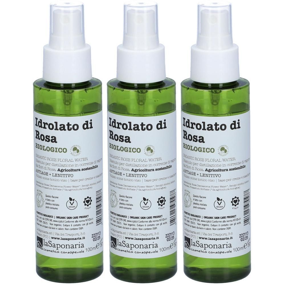 La Saponaria Idrolato di rosa bio 3x100 ml