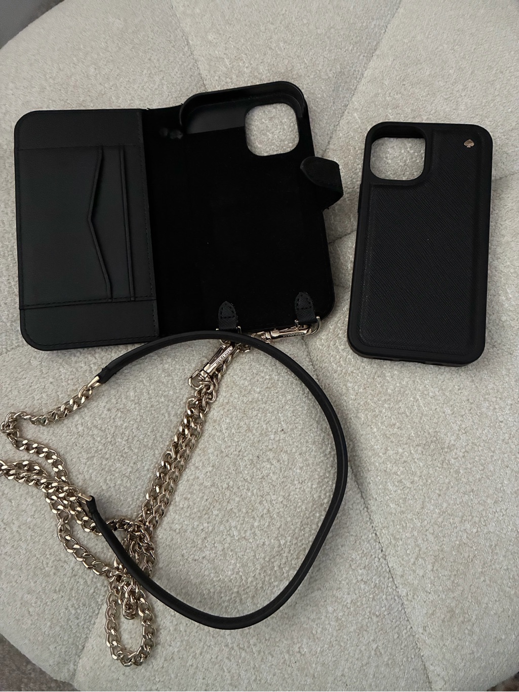 Kate Spade Cell Phones & Accessories | Kate Spade Phone Case Bundle Wallet And Single Case For Iphone 11,12&13 Mini | Color: Black/Gold | Size: Os
