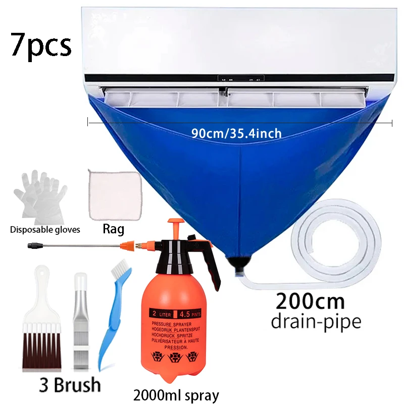 90 cm Klimaanlage Reinigung Abdeckung Kit Wasser Tasche Komplette Set Reiniger Werkzeuge mit Rohr Conditioner Wasserdichte Sommer Saubere Bürste Image