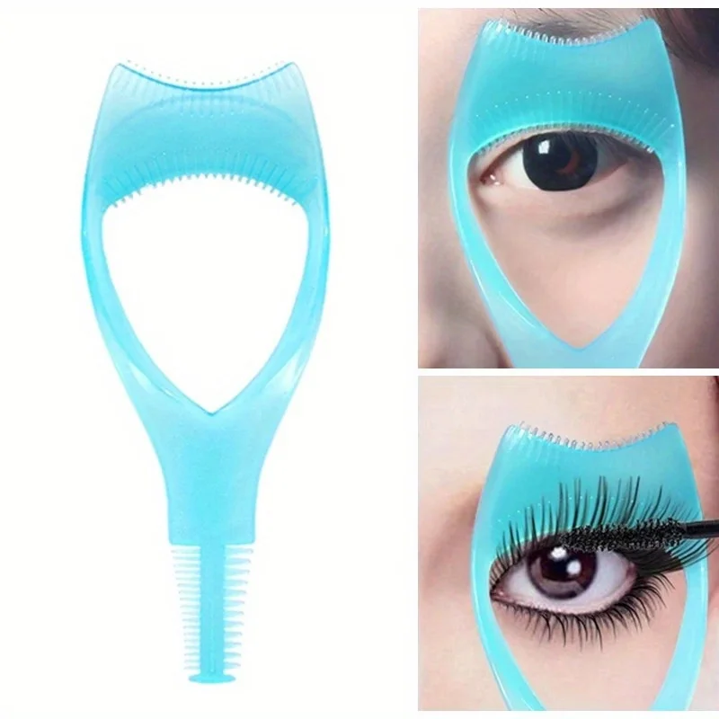 3-in-1-Mascara-Applikator-Vorlage mit Wimpernzange und Etui, Eyeliner-Halter, Wimpernhilfe, Werkzeug zum Zeichnen von Augenbrauen Image