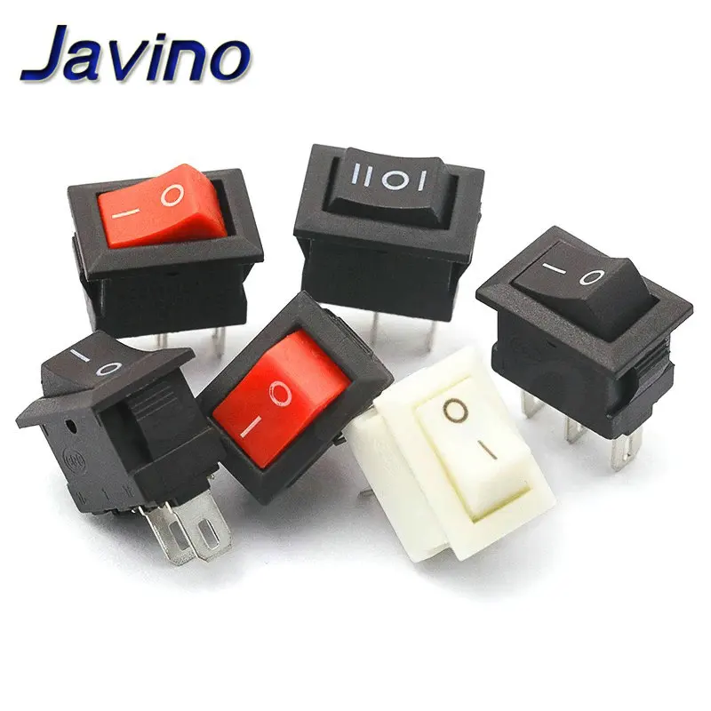 10/50/100PCS Druckschalter 10x15mm SPST 2Pin 3A 250V KCD11 Snap-in Ein/Aus Wippschalter Schwarz Rot Weiß Javino Image