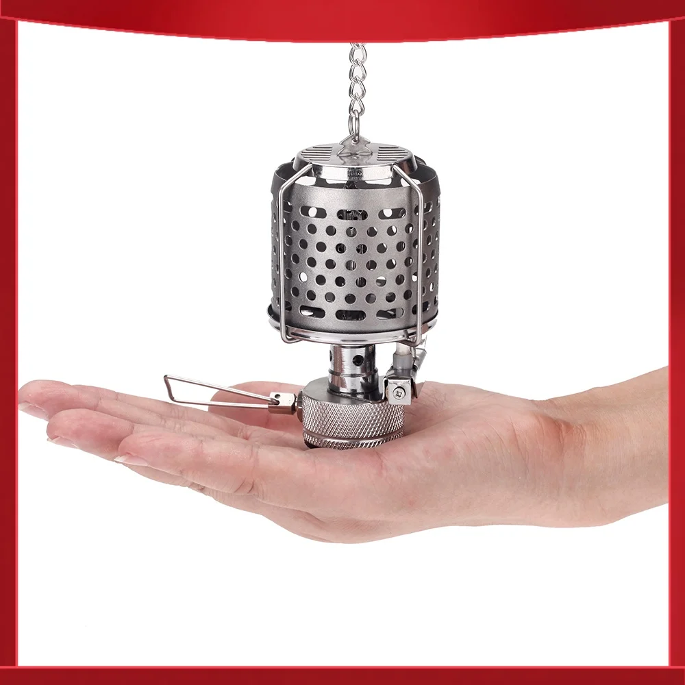Mini Tragbare Campinglaterne Gaslampe Zeltlampe Hängelampe Metall-Lampenschirm Butan 80LUX Image