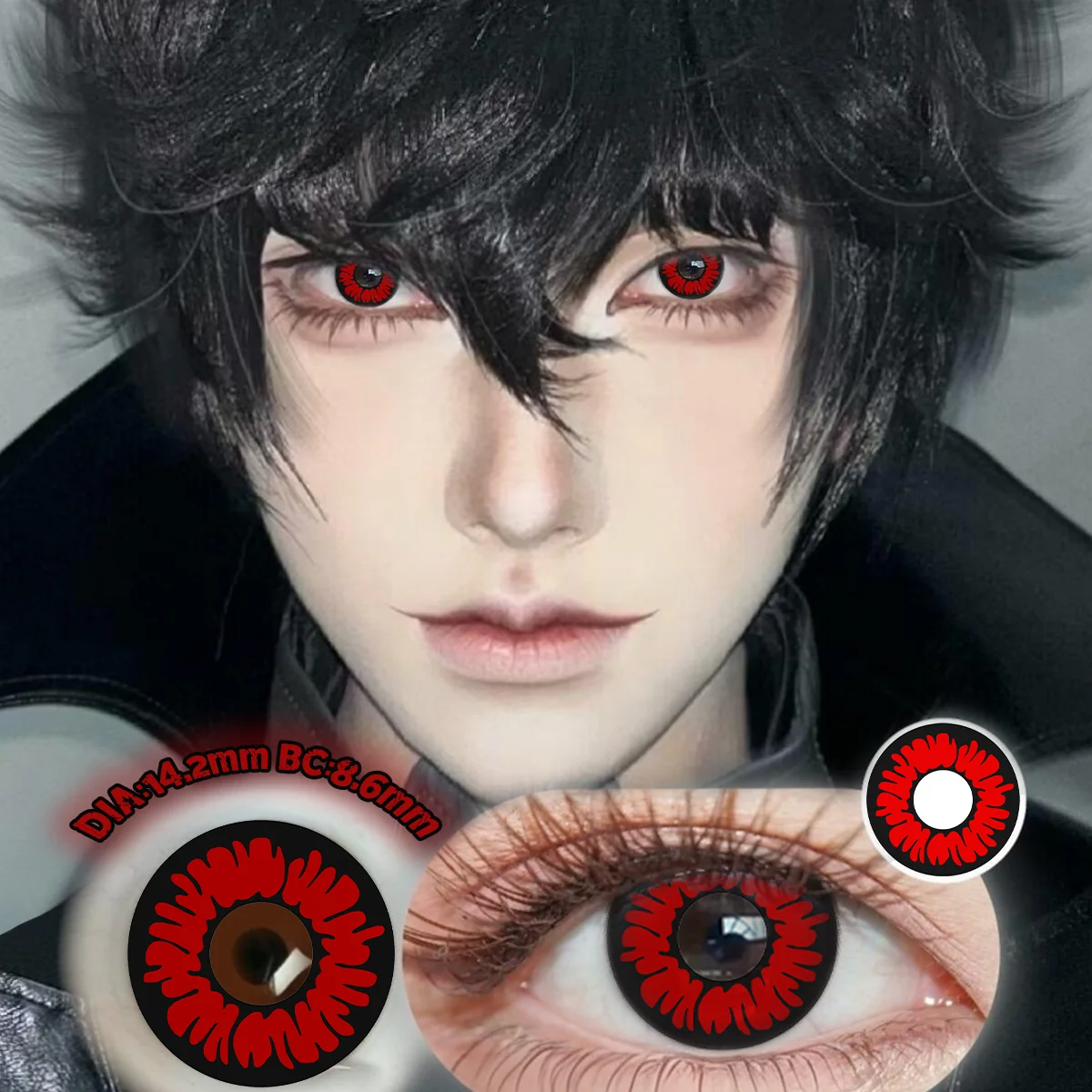 Visuashow Cosplay Farbige Kontaktlinsen Kleine Schüler 1 Paar Jahresneue Anime-Linse Modische Farbkontakte für Partys und Augen-Make-up Image
