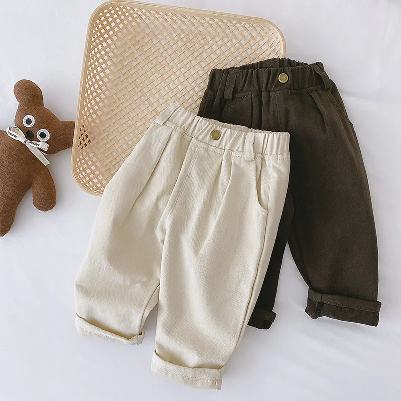 Milan cel solide Kinder hose für Jungen und Mädchen vier Jahreszeiten elastische Taille lässige Kleinkind Babyhose Kleidung für 1-6 Jahre Image