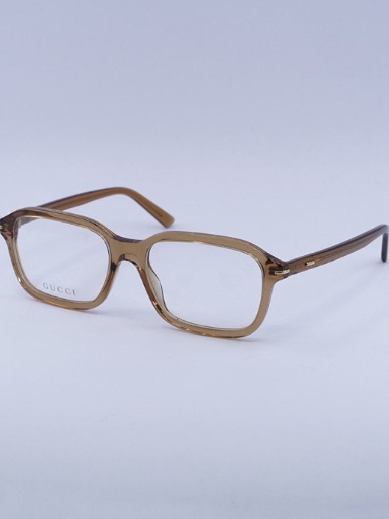 Gucci Accessories | Gucci Gg1446o 004 Eyeglasses Transparent Brown 56mm Rectangle Frame | Color: Brown | Size: 56 - 18 - 145