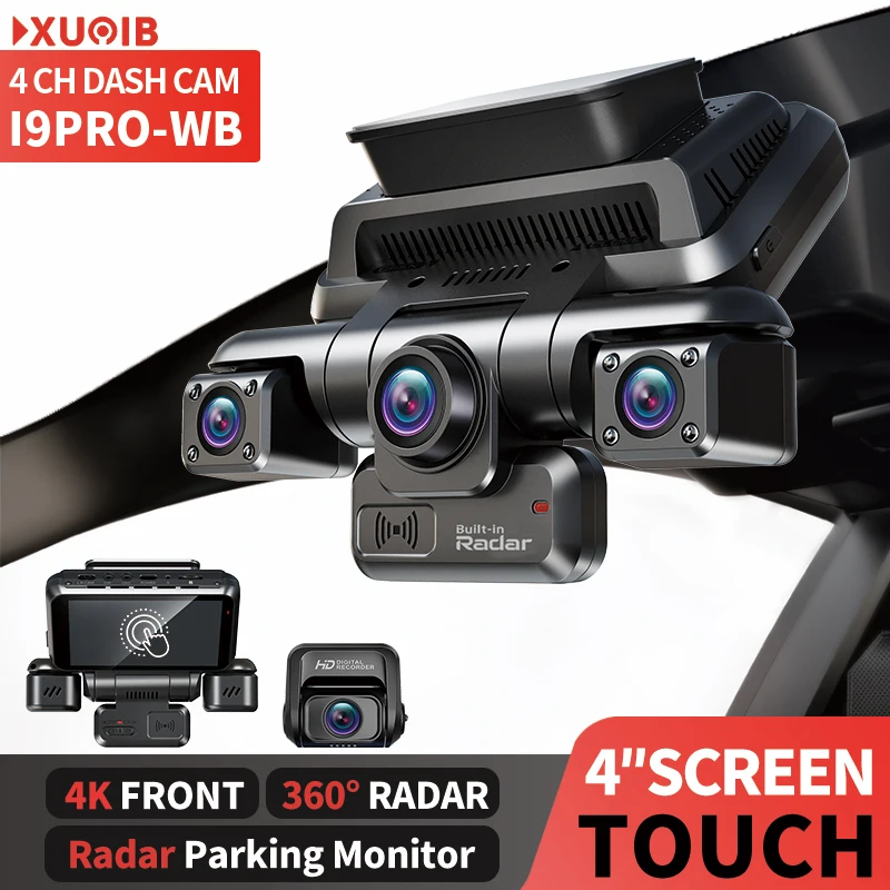 XUOIB i9pro-wb 4CH GPS dashcam auto 4K/2K Front+3*1080P für Auto 360 DVR Kamera samochodowa 24H Parkplatz Monitor WiFi wideorejestrator samochodowy, IR Nachtsicht, G-sensor, 256Gmax Image