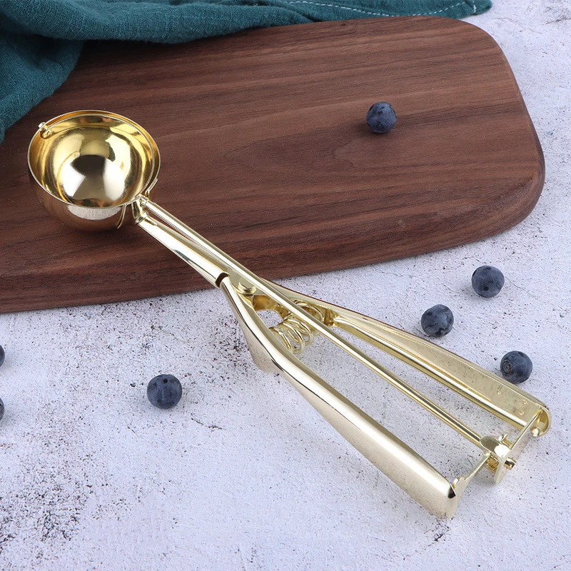 Golden Stainless Steel Ice Cream Scoop Spoon For Ice Cream, Cookies & Fruit Serving gold L