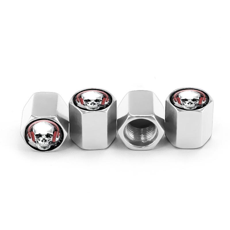Skeleton Skull Metal Tire Valve Caps Universal Aluminum Alloy Air Valve Covers black