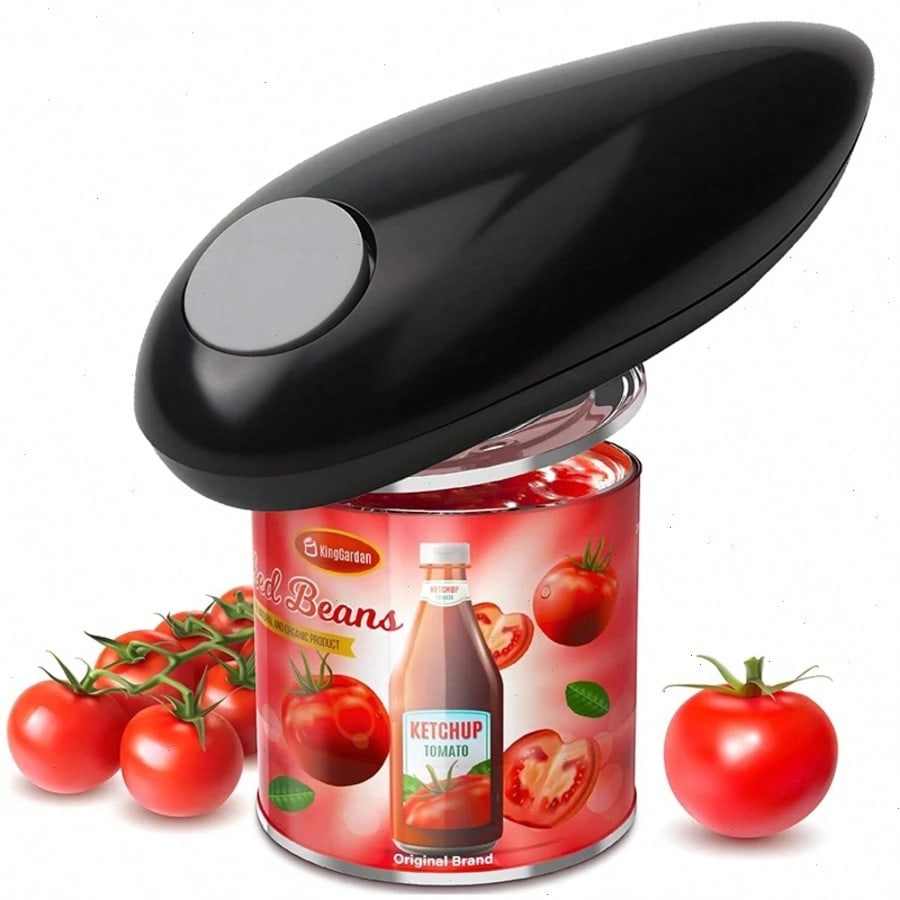 Electric Can Opener One Touch Smooth Edge Battery Powered Can Opener For Seniors red