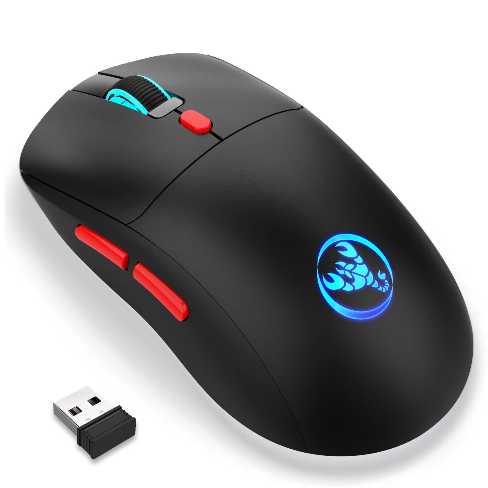 HXSJ T20 Rechargeable Wireless Mouse 3600 DPI Ergonomic Gaming Mouse With RGB Lighting white