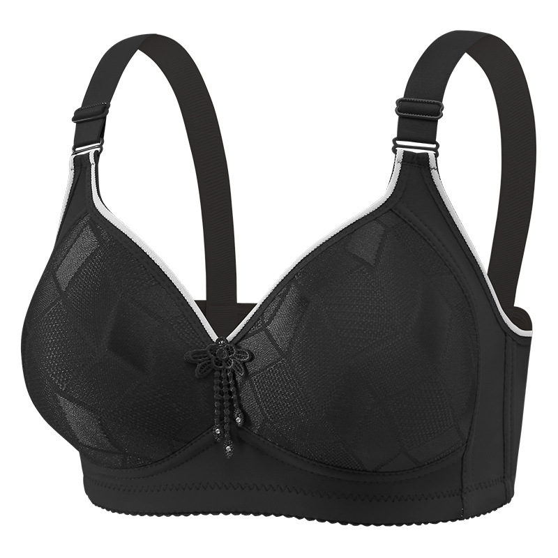 Seamless Front Closure Underwire Anti Sagging Bra With Front Buckle Support black 95b