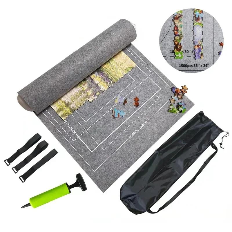 Portable Puzzle Roll Up Mat For Up To 1500 Piece Jigsaw Puzzles grey Mat