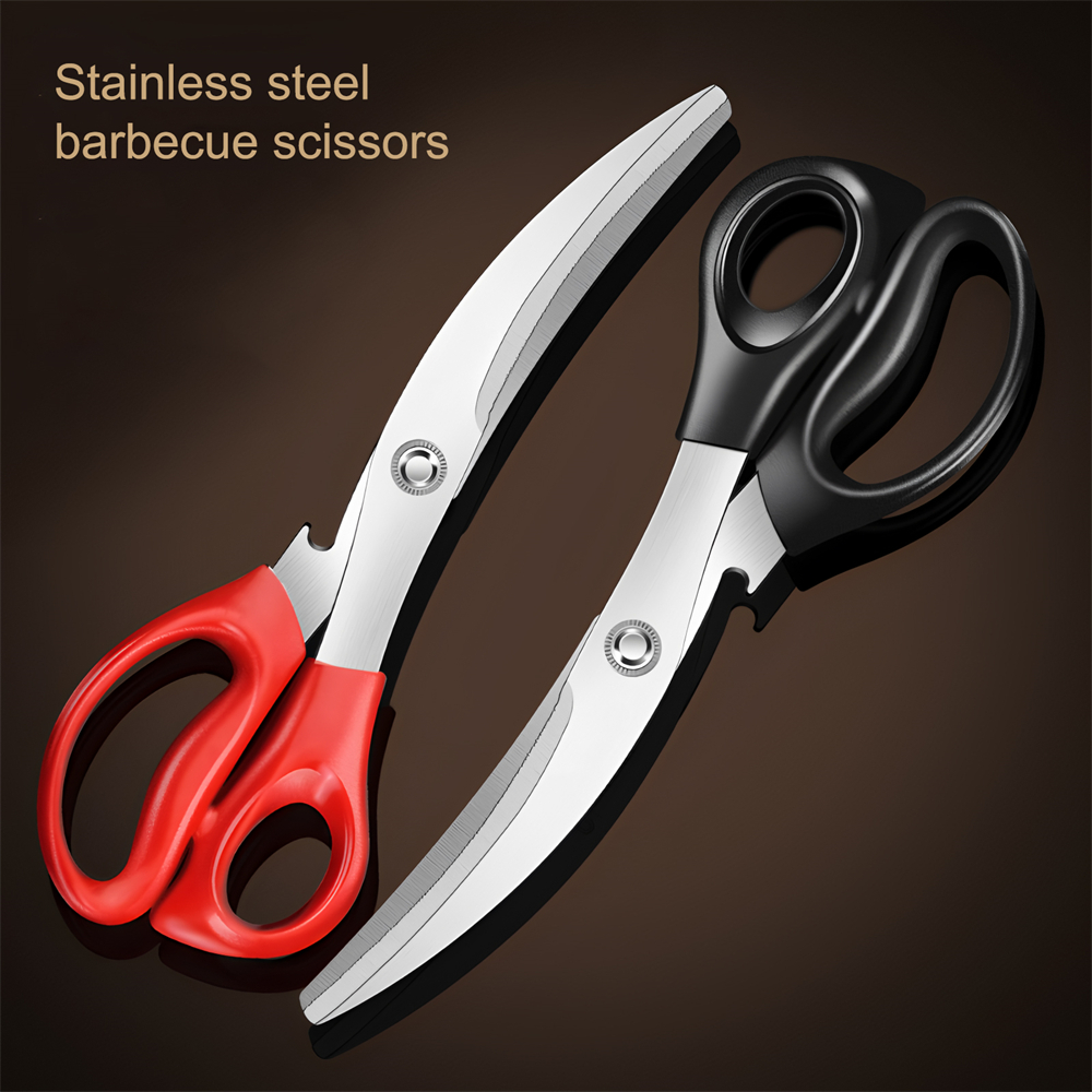 BBQ Kitchen Scissors For Meat, Vegetables & Food Prep red
