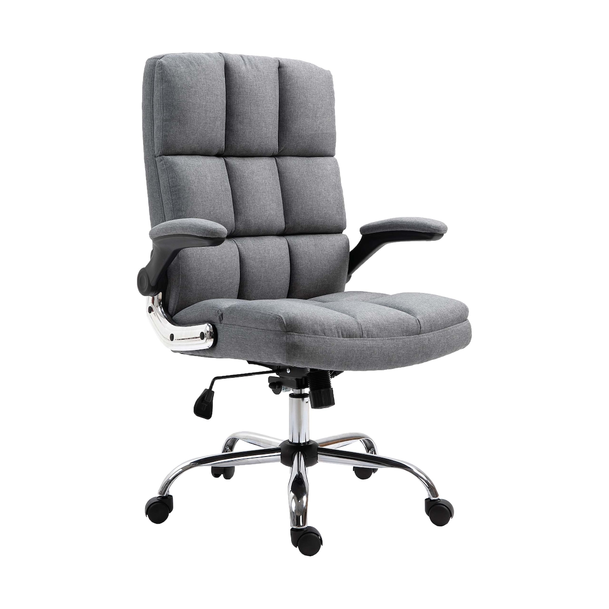 Mendler Bürostuhl HWC-J21, Chefsessel Drehstuhl Schreibtischstuhl, höhenverstellbar ~ Stoff/Textil grau Image
