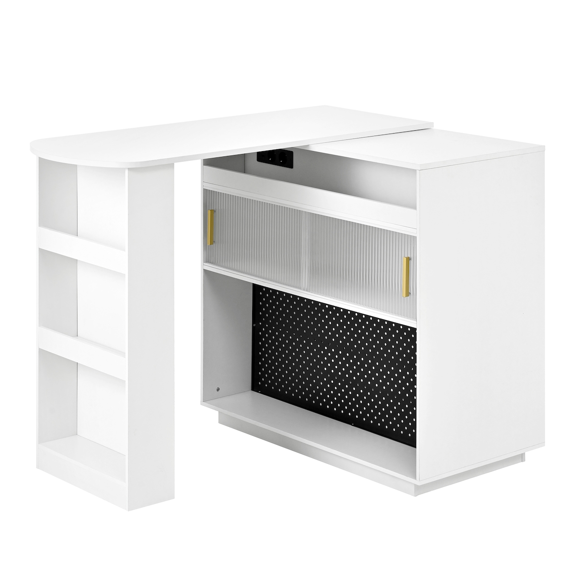 MODFU Sideboard aus MDF/PB in Weiß, 120x50x95,5 cm, mit LED-Beleuchtung und USB/Type-C Image