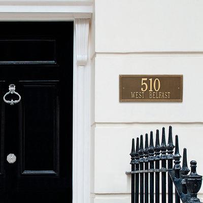 Double-Line Estate Plaque - Wall, Black with Silver Letters - Frontgate