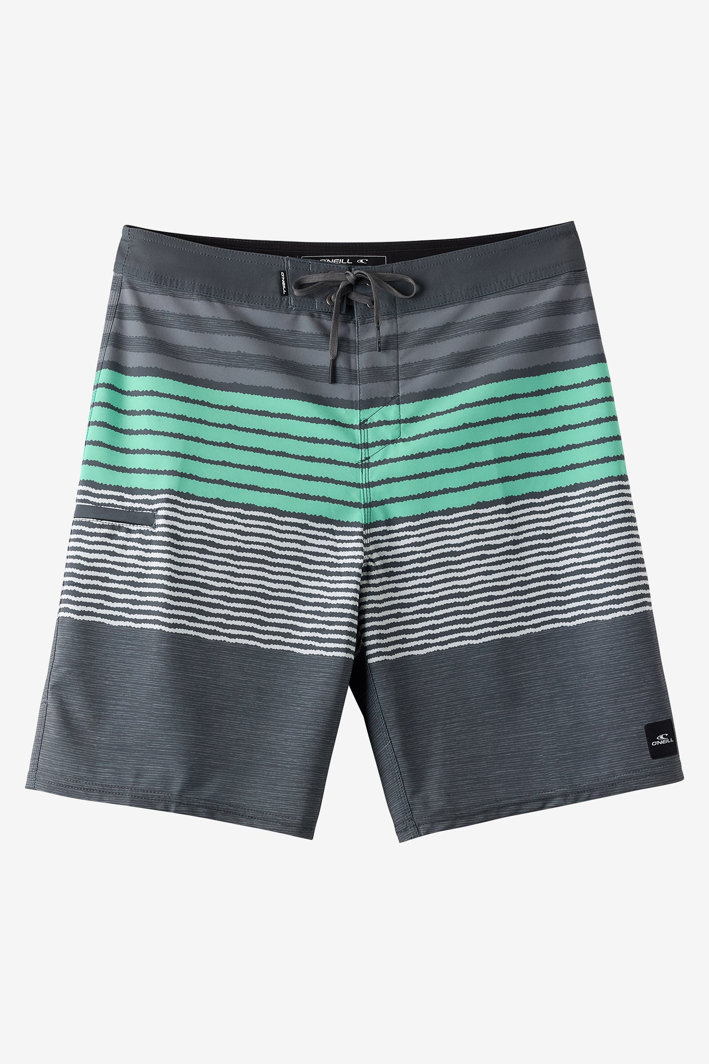O'Neill Boy's Hyperfreak Heat Stripe 17"" Board Shorts in Dark Shadow, Size 24, Elastane/Polyester