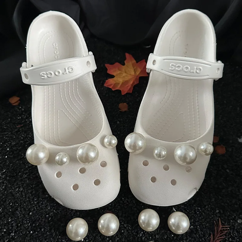 Große Perlen-Schuhcharms Weiße Perlen-Clog-Schuh-Dekorationen DIY-Zubehör für Gartensandalen Frauen Mädchen Geschenke